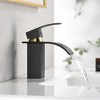 SUMERAIN Bathroom Faucet Stainless Steel Waterfall Vanity Sink Faucet Single Handle, Black and Gold - 4 of 4