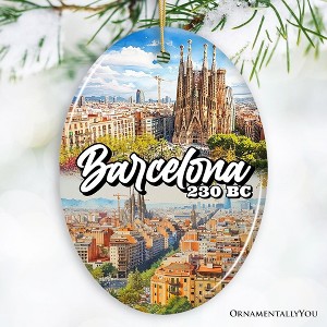 Illustrated Barcelona Landmarks Ceramic Ornament, Spain Travel Souvenir and Christmas Gift| OrnamentallyYou - 1 of 4