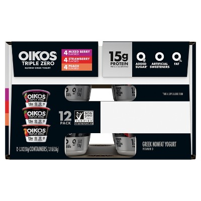 Oikos Triple Zero Greek Yogurt - 12ct
