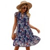 Clearlove Women's Babydoll Mini Dress Summer V Neck Sleeveless Flutter Sleeve Boho Floral Flowy Shift Short Dress. - 4 of 4