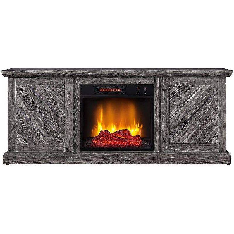 HearthPro Walden 56" W x 22.75" H x 15.5" D Electric Fireplace TV Stand - Weathered Gray, 1 of 6