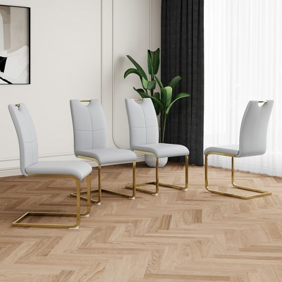 KTMBDW Dining Kitchen Modern Chairs with Metal Legs and PU Leather Cushion for Living Room Bedroom Outdoor Lounge