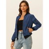 Allegra K Women's Bomber Jacket Casual Lightweight Zip-Up with Pockets - 2 of 4