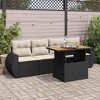 vidaXL Patio Sofa Set with Cushions Sofa Sections and Table 5 Piece Poly Rattan - Black and Cream with Storage - 2 of 4
