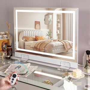 VANITII Hollywood Makeup Vanity Mirror With Led Strip Lights Remote Control Camera Self-timer Wall Mount White - 1 of 4