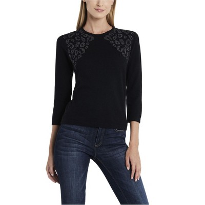 Vince Camuto Womens Studded Pullover Sweater
