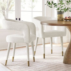 Modern Upholstered Dining Chairs Set of 2, Cushioned Seat with Armrest, Metal Legs, Dining Room and Kitchen Chairs-Maison Boucle - 1 of 4