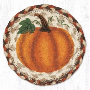 Earth Rugs Pumpkin Round Large Coaster – 7"x7" Autumn Harvest Table Accent - 1 of 3