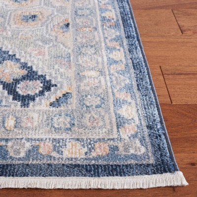 Blair Gray and Navy Washable Synthetic Area Rug