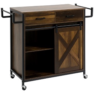 Rolling Kitchen Island Cart with Adjustable Shelf - 1 of 4
