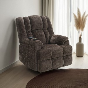 Royal Hampton Power Recliner Chair with Lift, Heating, Massage, Brown Velvet - 1 of 4
