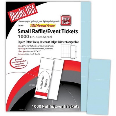 Blanks/USA 2 1/8 x 5 1/2 Digital Index Cover Event Ticket Blue 125/Pack LTN810X9BL