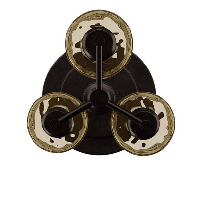 Adjustable Bronze Multi-Head Floor Lamp with Dimpled Glass Shades