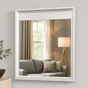Royal Hampton 40 Inch Dresser Mirror, Champagne Gray Wood, Rounded Edges - 1 of 4