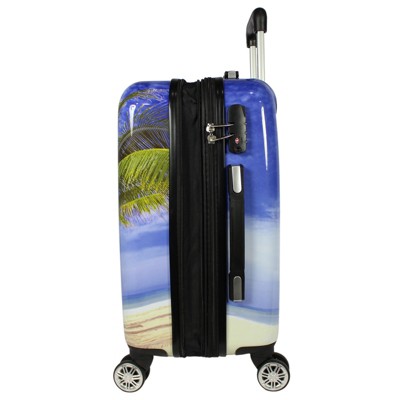 Blue Palm Tree Hard Shell 2-Piece Spinner Luggage Set