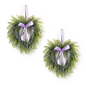 Melrose Lavender Twig Heart Wreath (Set of 2) - 1 of 4