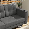 Couches for Living Room, 84 Inch Sofas for Living Room with Storage Armrests, Minimalist Couch with Cup Holders, Side Pockets - 4 of 4