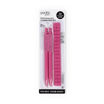 Yoobi Evolve Ballpoint Pen 2pk Retractable Hot Pink Customizable Set