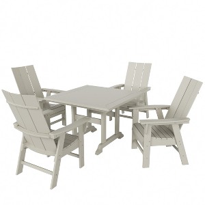 WestinTrends 5 Piece Outdoor Patio Dining Square Table and Modern Armchair Set - 1 of 2