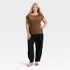 Women's Cap Sleeve Boat Neck Ribbed T-Shirt - A New Day™ Brown - 3 of 4