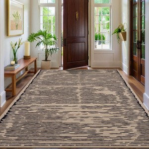 Acekool Area Rugs: Washable Non-Slip Modern Line Art Carpet, Soft Low Pile Stain Resistant Rugs for Living Room, Bedroom, Home, Dining Room, Black - 1 of 4