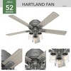 Hunter Fan 52" Hartland Low Profile Ceiling Fan with LED Light Kit and Pull Chain Matte Silver - 3 of 4