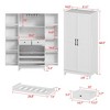 FUFU&GAGA White Woodgrain Kitchen Cabinet Multi Storage with Cup Holder - 3 of 4