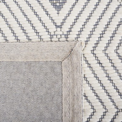 Ivory and Grey Hand Woven Wool Area Rug