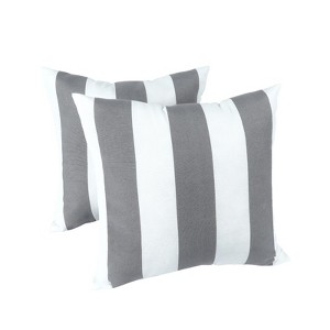 FONTOI 2 Pack Decorative Bed Pillow with Strpies, Waterproof & Fade-Resistant Square Pillows for Bed Couch Sofa, Grey&White, 18"*5"*18" - 1 of 4