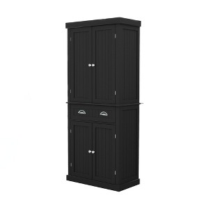 Sevobal Utility Storage Cabinets, Freestanding Cabinet with Adjustable Shelves, Closed Storage for Living Room Kitchen, Black, 76"*39.8"*181.9" - 1 of 4