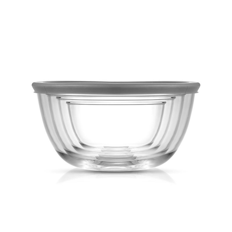 JoyJolt JoyFul 4 Kitchen Glass Food Mixing Bowls With Lids - Grey, 4 of 8