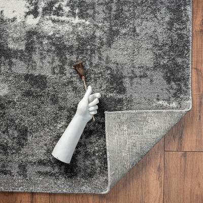 Dark Gray Abstract 6' x 9' Stain-Resistant Area Rug