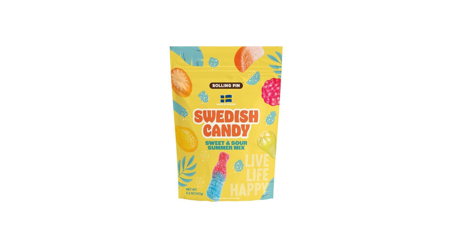 Rolling Pin Sweet & Sour Summer Mix Gummy Swedish Candy - 5.2oz