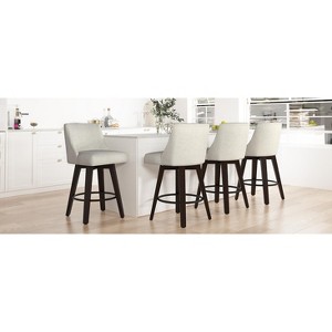 Dyonery Single Swivel Bar Stool with Back & Footrest, 26 Inch Counter Height Barstool for Kitchen Island - 1 of 4