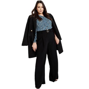 Avenue Women's Plus Size Jill Belted Wide Leg Pant - 1 of 4