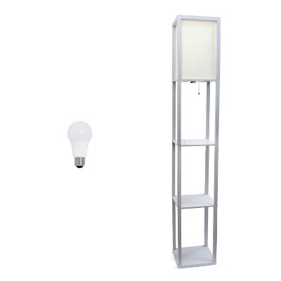 Column Shelf Floor Lamp with Linen Shade - Lalia Home