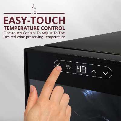 Schmecke 12 Bottle Black Freestanding Wine Cooler with LED Lighting