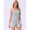 INSPIRE CHIC Womens Cami Pajamas Racerback Lace Trim V Neck 2 Piece Tank Top with Shorts Sets - 2 of 4