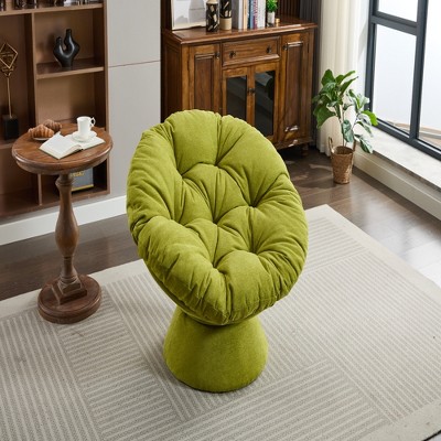 FURNIinspire Accent Chair Oversized Swivel Accent Chair 360 Swivel Barrel Chair Papasan Chair For Living Room Bedroom, Green, 36.62"*24.80"*17.32"