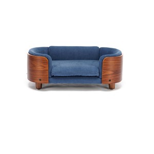 Multipet Scandinavian Style Elevated Dog Bed Pet Sofa with Solid Wood legs and Bent Wood Back, Velvet Cushion - 1 of 4