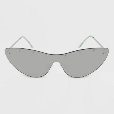 Women's Rimless Studded Cat Eye Sunglasses - Wild Fable™ Silver