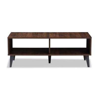 Mid-Century Modern Brown and Dark Grey Wood Coffee Table