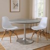HomeRoots 48" Gray and Silver Marble and Aluminum Pedestal Base Round Top Dining Table - 2 of 4