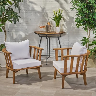 Sapphtopaz Outdoor Dining Chairs Contemporary Wood Patio Chairs with Arms, Upholstered Seat for Patio, Yard, Balcony