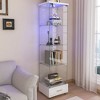 KTMBDW Glass Display Cabinet 4-Shelf with Door and Lock, Curio Cabinets Tempered Glass Floor Standing Bookshelf with Drawer for Bedroom, Living Room - 2 of 4