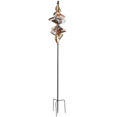 Wind & Weather Antiqued Metal Spiral Wind Spinner With Silver, Gold and Bronze Finishes