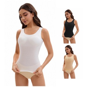 INSPIRE CHIC Women's 3 Pcs Wide Strap Built-In Padded Bras Casual Tank Camisoles - 1 of 4