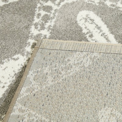 Gray and White Synthetic Starfish Print 8' x 10' Area Rug