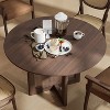 PexFix 46" x 46" Farmhouse Kitchen Dining Room Table Furniture Round Walnut Kitchen Table with Rattan Woven Legs for Kitchen Bar Living Room - 3 of 4