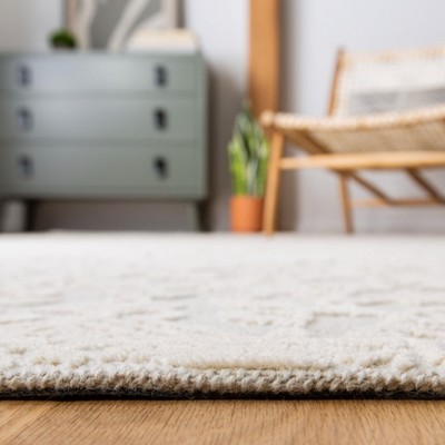 Handmade Ivory Beige Abstract Wool Tufted Rug 5' x 8'